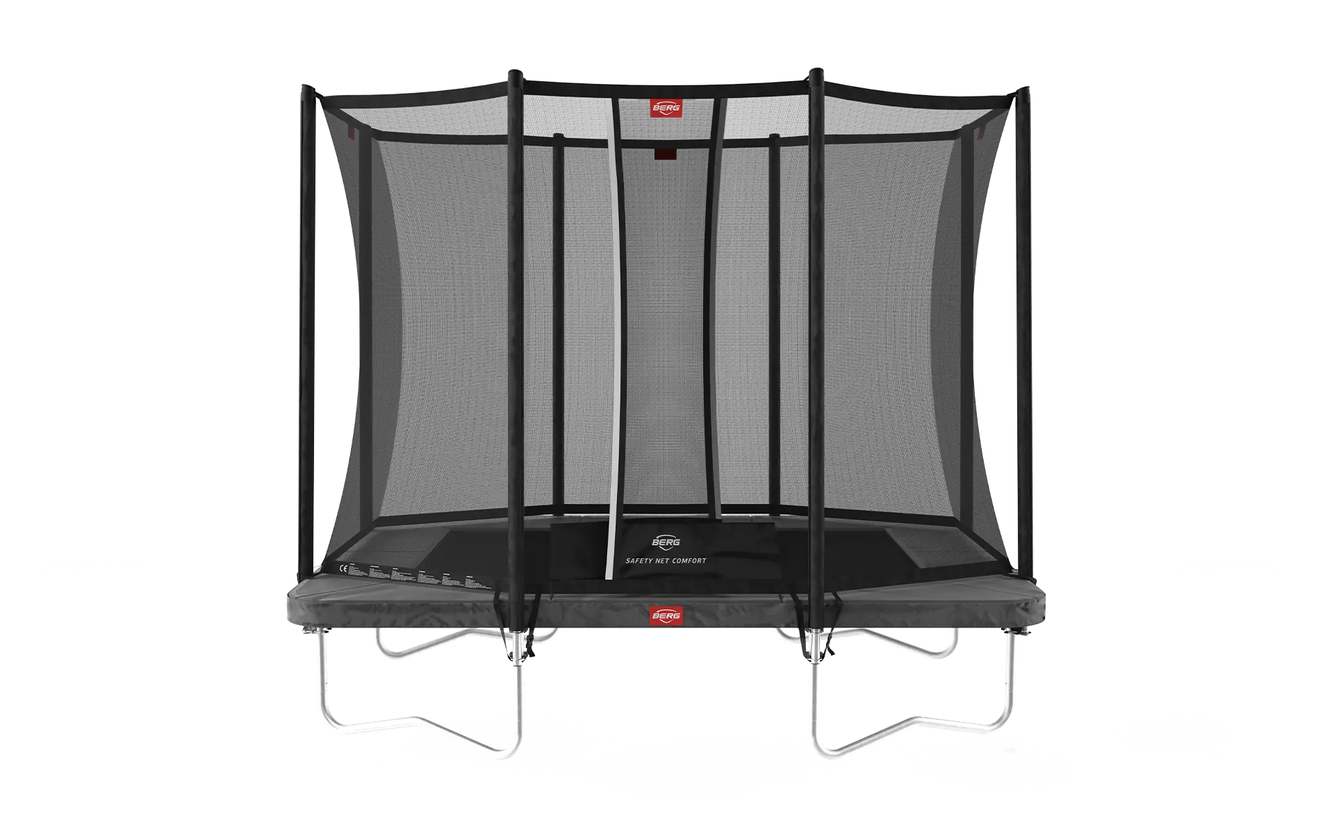 טרמפולינה מלבנית במידות של 2.8 על 1.9 מטר של חברת BERG מהולנד כולל רשת הגנה וסולם