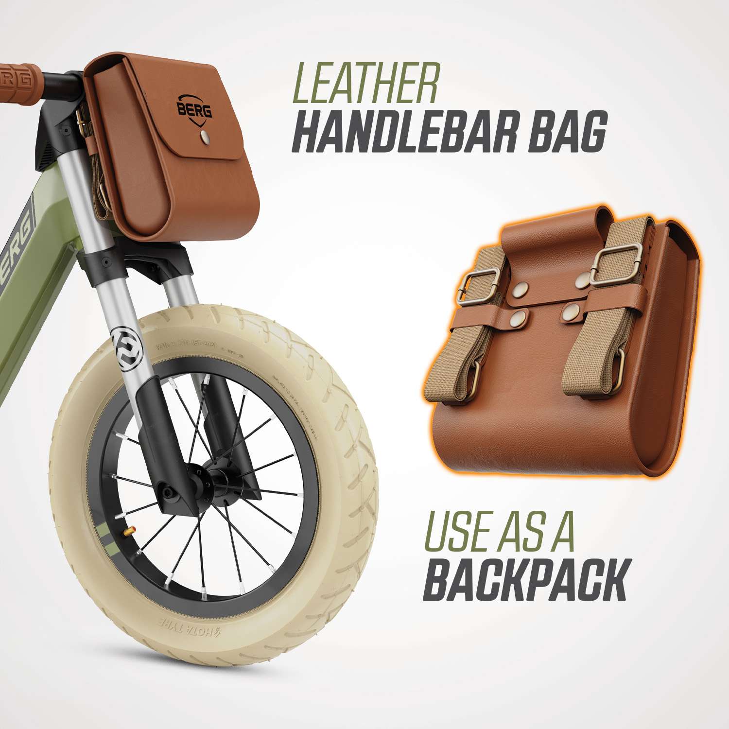 אופני איזון כולל גלגלי אוויר של חברת BERG מהולנד דגם BIKY RETRO GREEN לגיל 2.5-5 – תמונה 9