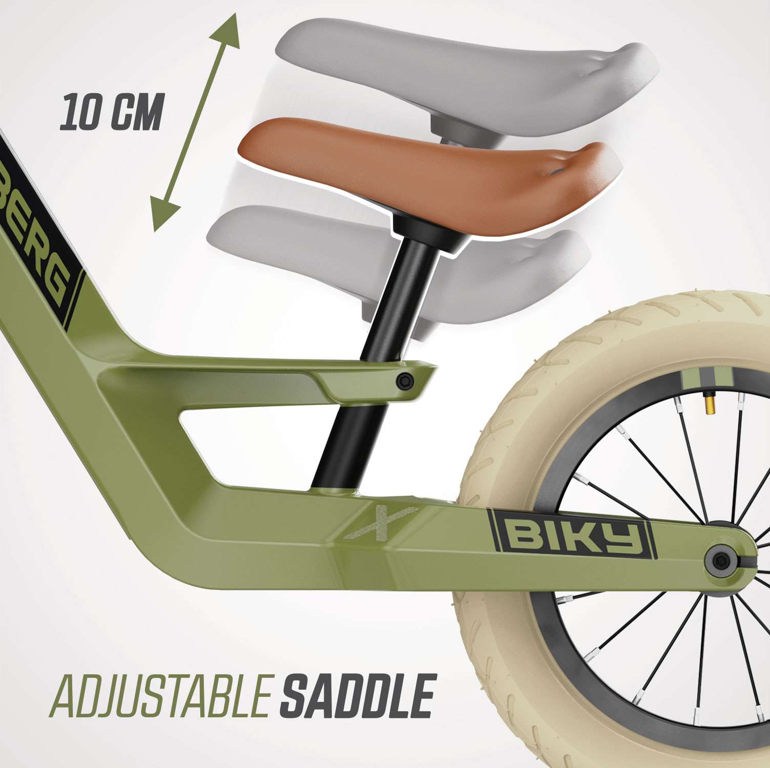 אופני איזון כולל גלגלי אוויר של חברת BERG מהולנד דגם BIKY RETRO GREEN לגיל 2.5-5 – תמונה 11