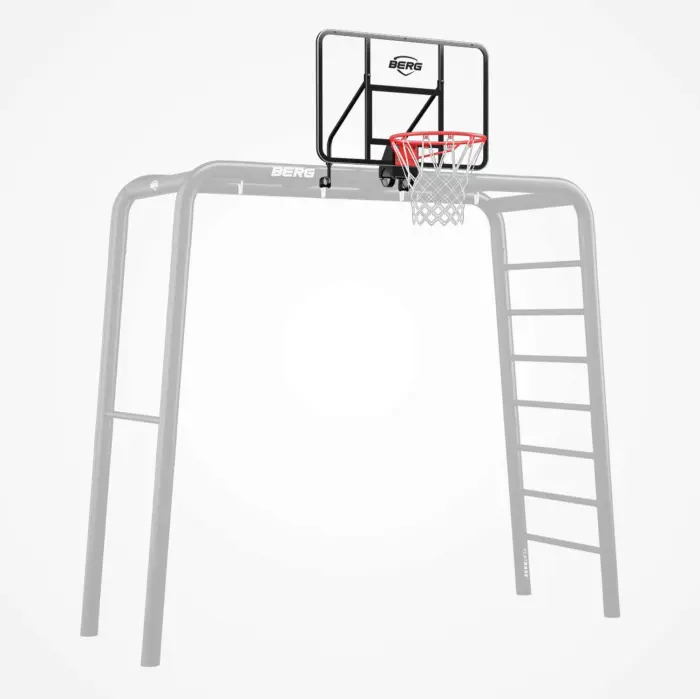 PlayBase באורך 2.4 מטר כולל סל כדורסל מונקי בר סולם טיפוס טרפז וזוג טבעות של חברת Berg מהולנד