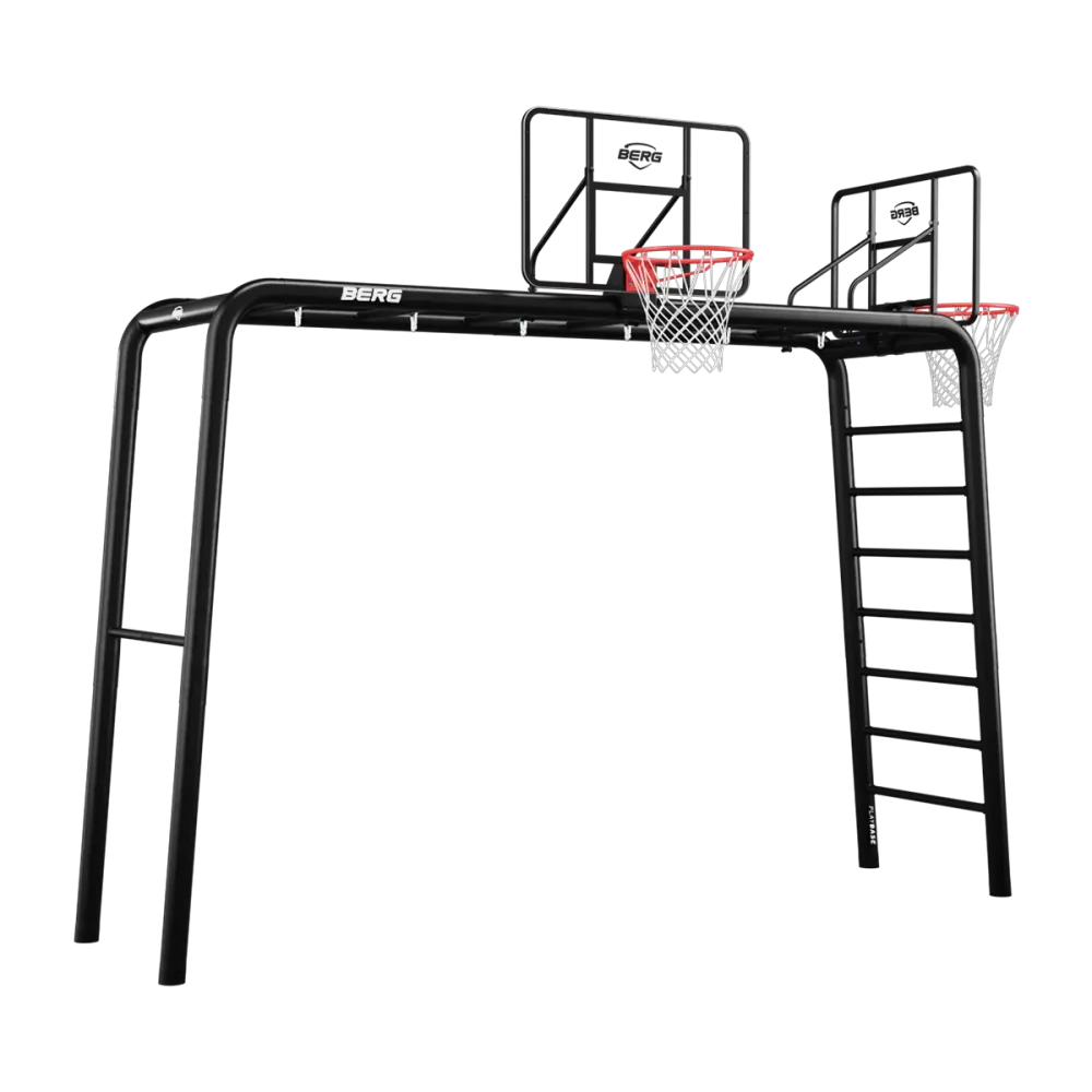 PlayBase באורך 3.8 מטר כולל סל כדורסל מונקי בר סולם טיפוס טרפז וזוג טבעות של חברת Berg מהולנד